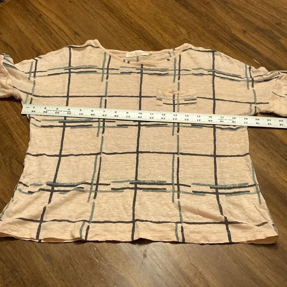 Tory‎ Burch 100% Linen Grid Tee